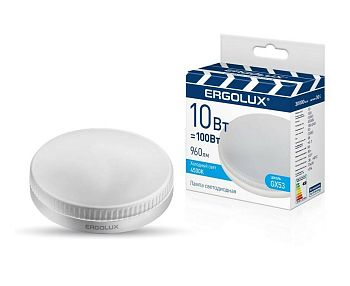 Лампа свет. Ergolux LED GX53 10W 4500K 4K матовая 10/10