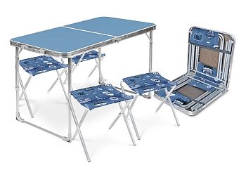 Комплект мебели складной стол+4 стула ССТ-К2/4 голубой-джинс