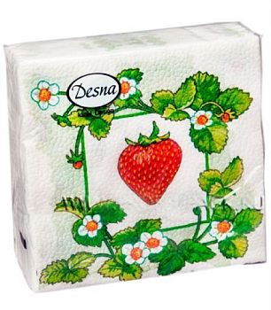 Салфетки бумажные DESNA DESIGN "Клубника" 24*24 1-слойные 40листов/32шт Салфетки бумажные DESNA DESIGN "Клубника" 24*24 1-слойные 40листов/32шт