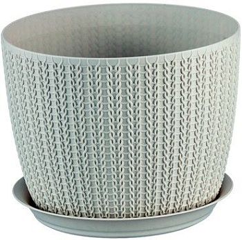 Горшок 4,5л Вязание d210мм белый с поддоном М3122 1/