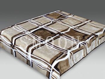 Плед 160*220 гладк"SMOON"7020 Клетка коричневая 10шт