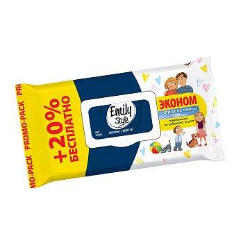Салфетки влажные Emily Style (уп 120шт) для всей семьи с клапаном 8171 1/14 Салфетки влажные Emily Style (уп 120шт) для всей семьи с клапаном 8171 1/14