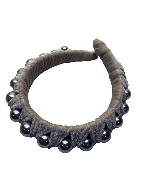 Ободок Широкий плетеный Жемчуг ААА-47G