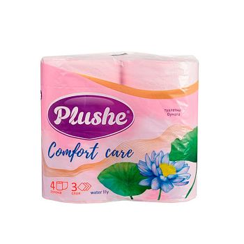 Туалетная бумага 3-слойная "Plushe Comfort care"(упаковка 4 рулона ?м) water lily 12 шт. Туалетная бумага 3-слойная "Plushe Comfort care"(упаковка 4 рулона ?м) water lily 12 шт.
