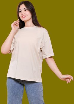 Футболка Ж.САМО 37070 бежевый оверсайз р.48-56 5/120 *