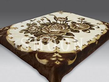 Плед 160*220 выбит"SMOON"2075-4 Однотонный бежевый 1/8