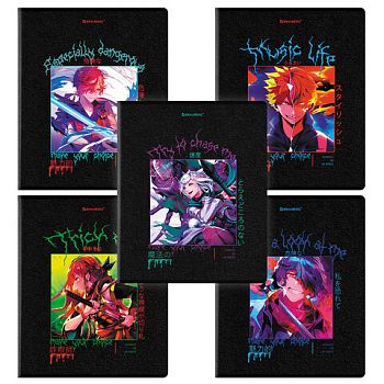 Тетрадь 48 листов клетка "ANIME" BRAUBERG 5 видов в спайке картонная обложка 20шт 404348