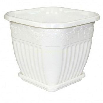 Горшок 8 литров Лозанна квадратный белый М1470 уп16