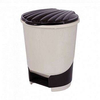 Ведро для мусора с педалью 18 литров (слоновая кость) М1287 1/2 Ведро для мусора с педалью 18 литров (слоновая кость) М1287 1/2