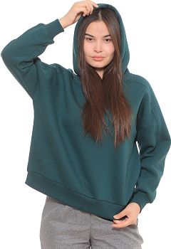 Толстовка ЖЕН. САМО начес,капюшон,темно-зеленая 17050 р.M-3XL 5/45 *