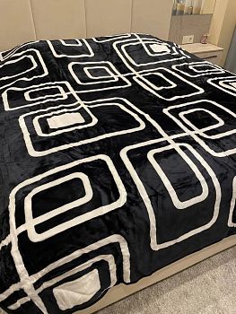 Плед 200*240 выбитый"SMOON"8123-33 Лабиринт черный 1/8