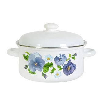 Кастрюля 3,5 литра Лысьва эмалированная анютины глазки 1/4