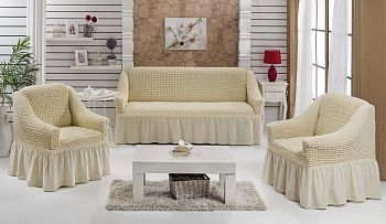 Покрывало ЕВРОЧЕХОЛ (див+2кр) ANTONIO сиреневый, голубой, т.зеленый, персик, капучино, бежевый, св.корич, бело-молоч, розовый