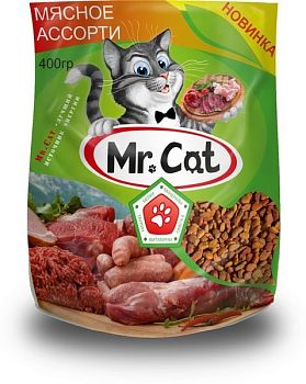 Корм для кошек Mr.Cat "мясное ассорти" 0,4кг 1/16