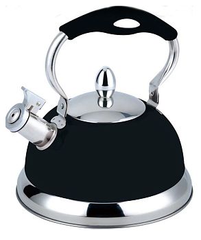 Чайник 3л нержавеющая сталь со свистком Teco черный ТС-125-BL 1/12
