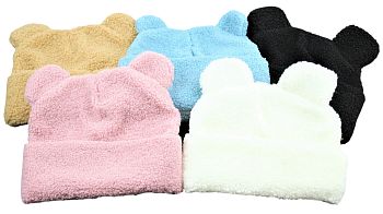 Шапка Ж. букле на флисе (ушки медведь) 1/20