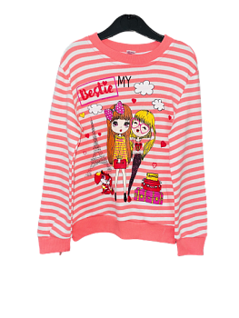 Толстовка детская Х/Б Девочка полоска+рис 6-9лет 4шт