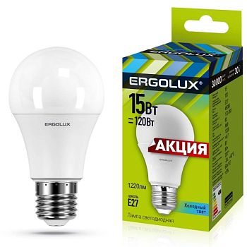 Лампа свет. Ergolux LED -A60-15W-E27-4,5K 10/10