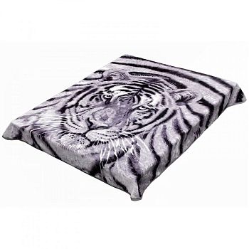 Плед 200*240 двусторонний"SMOON"9047-2/109 Морда тигра серая/Тигр лежачий 1/9