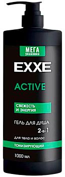 Гель для душа EXXE MEN 2в1 "Тонизирующий" ACTIVE 1000 мл 1/4