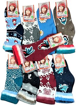 Носки Ж. начес с рисунком 9/216