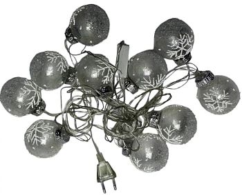 Эл.гирлянда 10LED ШАР ПРОЗРАЧНЫЙ 5м 2306 Т.БЕЛЫЙ 1/40
