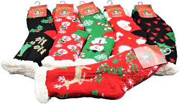 Носки Ж. на меху Ирина HN07 Новый год 12/180