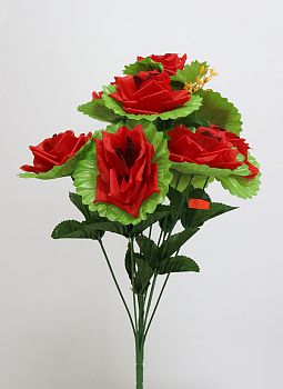 Роза с листьями 9голов 60см 1/10