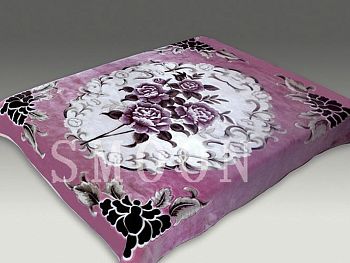 Плед 200*240 выбитый"SMOON"8038-2 Бабочка розовая 1/8