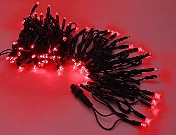 Эл.гирлянда уличная прямая 100LED 8м XM109 КРАСНЫЙ ВСПЫШКА 1/20