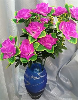 Роза с зеленью 11голов 65см 2/20