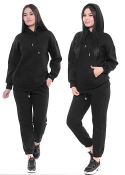 Костюм спортивный Ж. САМО 3х нитка,футер,чёрный 45057F рM-XL 5/20