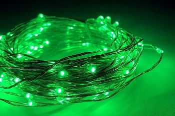 Эл.гирлянда КАПЛЯ РОСЫ 100LED 10м TY100-G-5 ЗЕЛЕНЫЙ+БЕЛ.МИГ 1/100