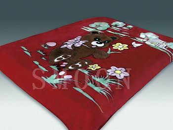 Плед 110*140 детский "SMOON"501-2 Мишка красный 16шт