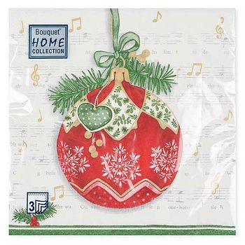 Салфетки бумажные DESNA BOUQUET de luxe НГ "Музыкальный шар" 24*24 3-слойные 25листов/15шт Салфетки бумажные DESNA BOUQUET de luxe НГ "Музыкальный шар" 24*24 3-слойные 25листов/15шт