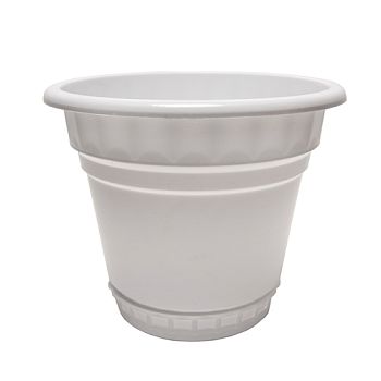 Горшок 8 литров Кашпо с поддоном белый Бриг