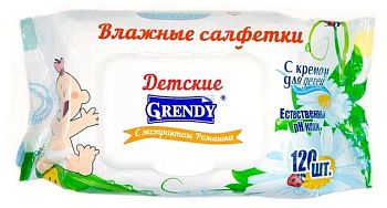 Салфетки влажные Grendy Детские (уп120шт) с ромашкой 1/12
