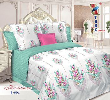 КПБ поплин Ивтекс евро B-601 Тюльпаны 135г/м2