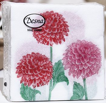 Салфетки бумажные DESNA DESIGN "Три георгина" 24*24 1-слойные 40листов/32шт