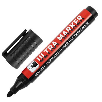 Маркер перманентн.Brauberg ULTRA MARKER, ЧЕРНЫЙ, 3,5 мм, с клипом, по 12шт
