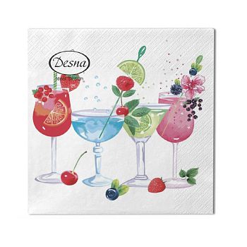Салфетки бумажные DESNA DESIGN "Коктейль" 24*24 1-слойные 40листов/32шт