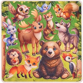 Игра развивающая из дерева "Лесные обитатели" 1/10