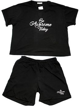 Пижама Ж. Само 36111 (шорты+футболка) черная рM-3XL 5/80