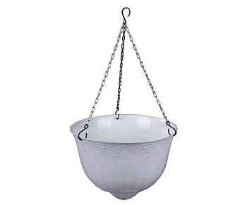 Горшок 10 литров Венеция подвесной диаметр 33 см белый М3168  1/10