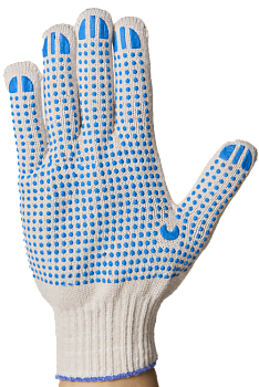 Перчатки ПВХ 7,5кл 7нитка протектор белые 10/200