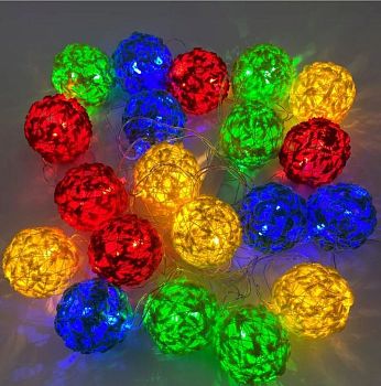 Эл.гирлянда ПРЯЖА шар.2302 20LED 6м ЦВЕТНАЯ 1/24