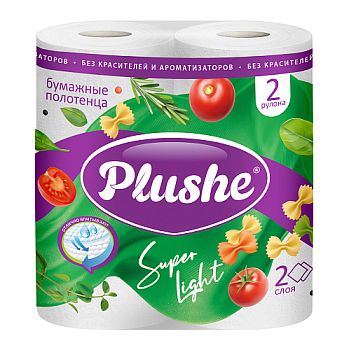 Полотенца бум. 2-сл. "Plushe Super Light"(уп.2рул*10м) 1/12 Полотенца бум. 2-сл. "Plushe Super Light"(уп.2рул*10м) 1/12