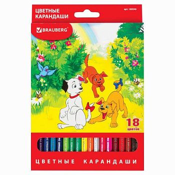 Карандаши 18цв "My lovely dogs" BRAUBERG 1/4шт