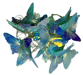 Эл.гирлянда 12LED БАБОЧКА 5м 2004 ГОЛУБОЙ 1/24