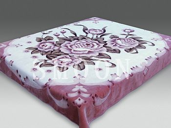 Плед 160*220 выбит"SMOON"2001-2 Розовый 8шт